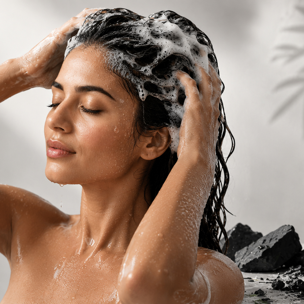 Anti-dandruff charcoal detox shampoo for scalp care