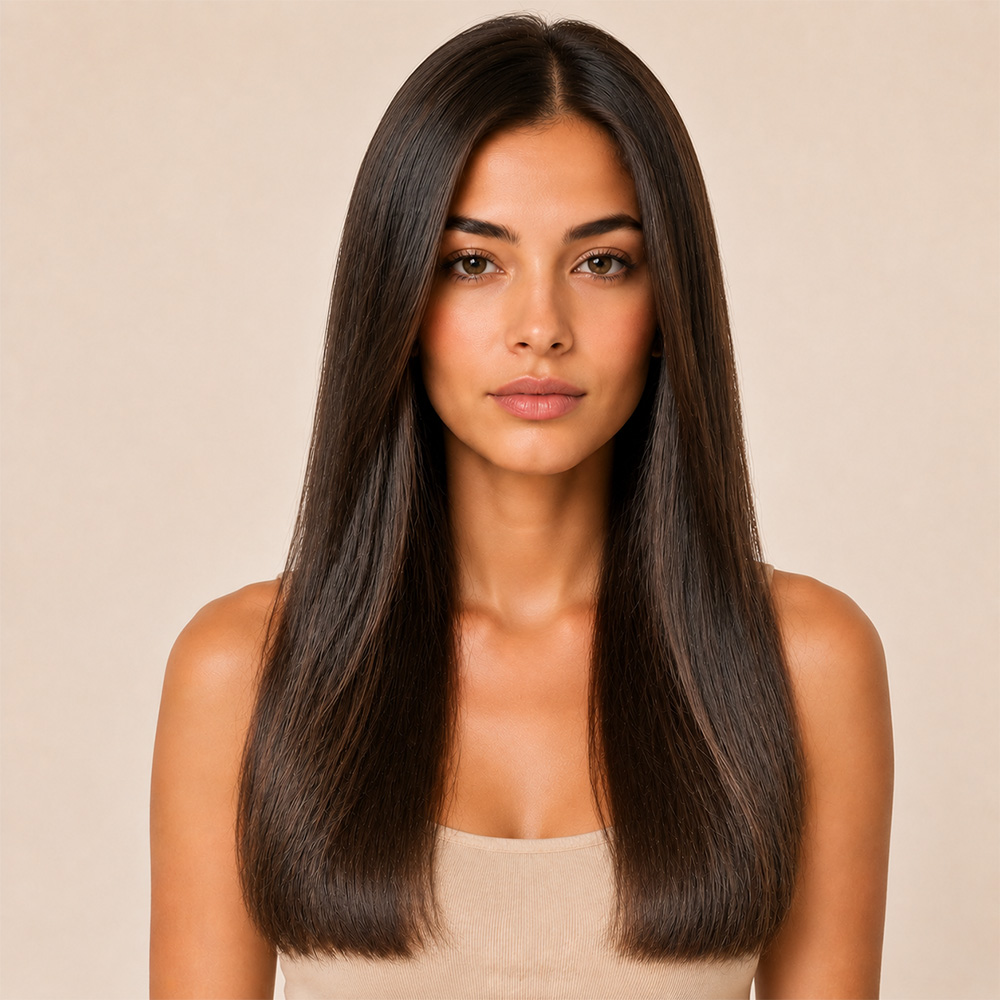 After thicker fuller straight hair shiny healthy looking density improvement