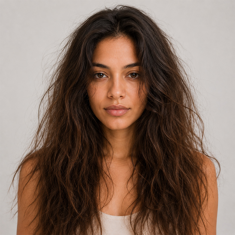 Before dry rough hair