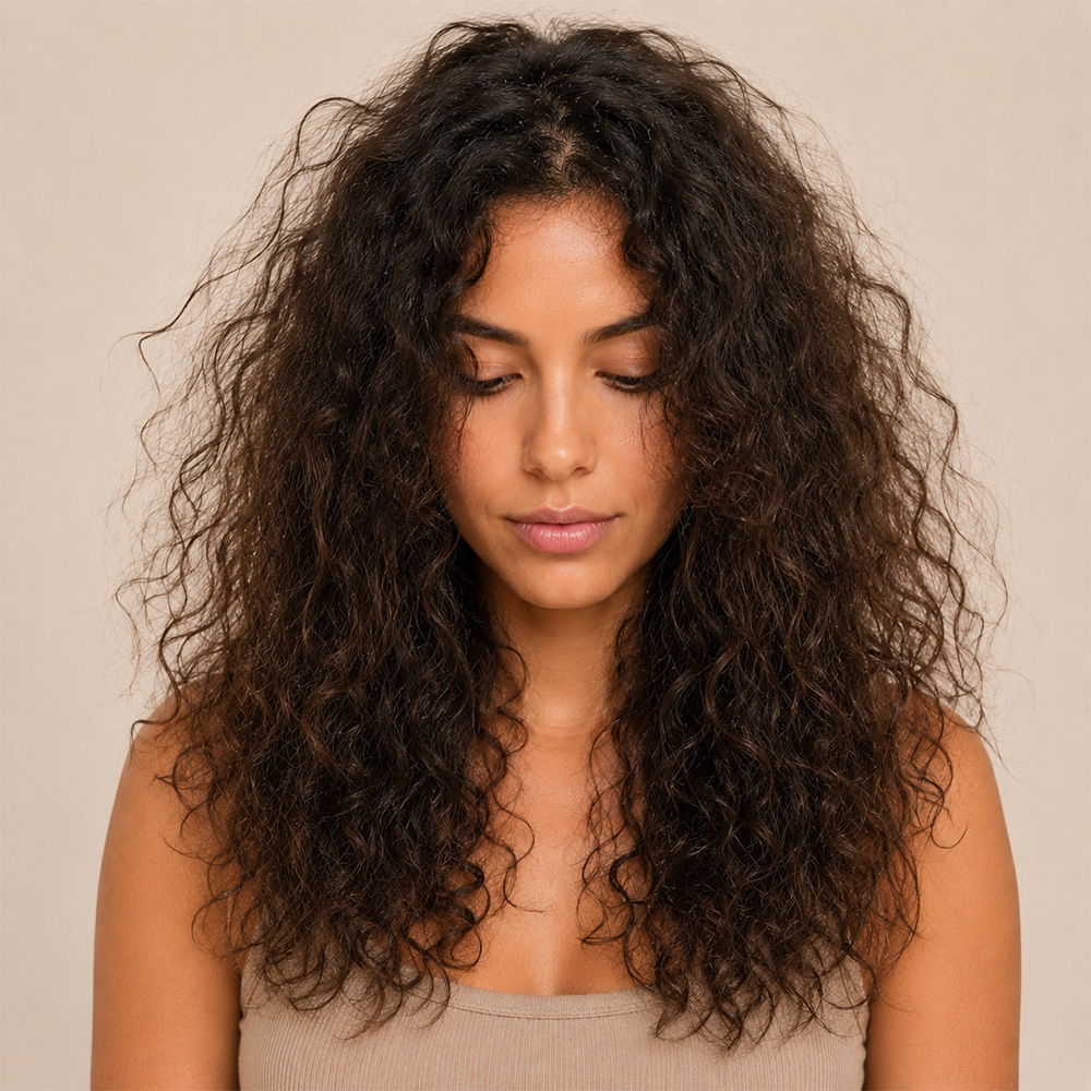 Before dull frizzy curls