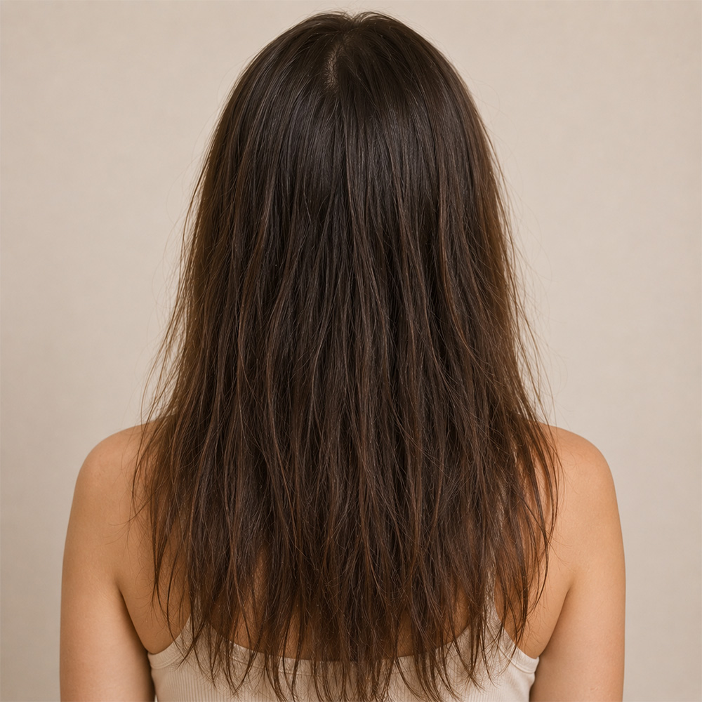 Before fine fragile hair