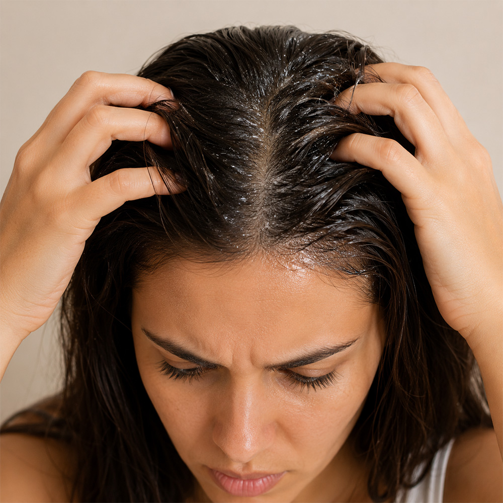Before itchy oily scalp