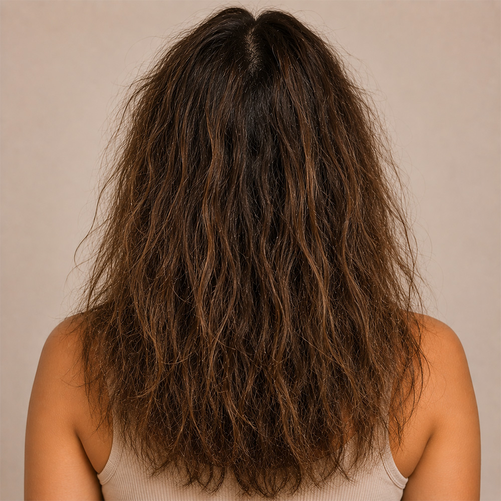 Before moisture-depleted hair
