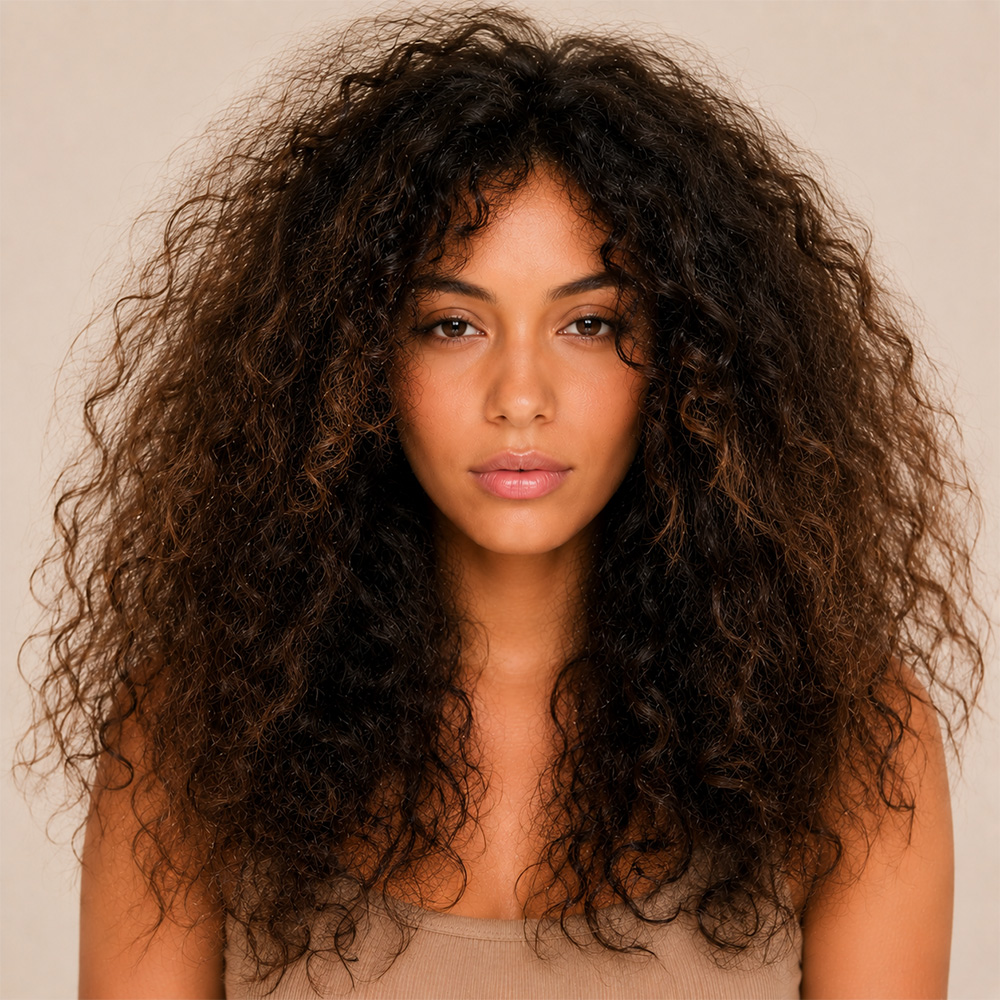 Before undefined frizzy curls