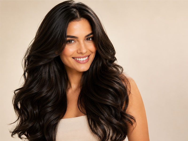 Woman with fuller stronger healthier-looking hair