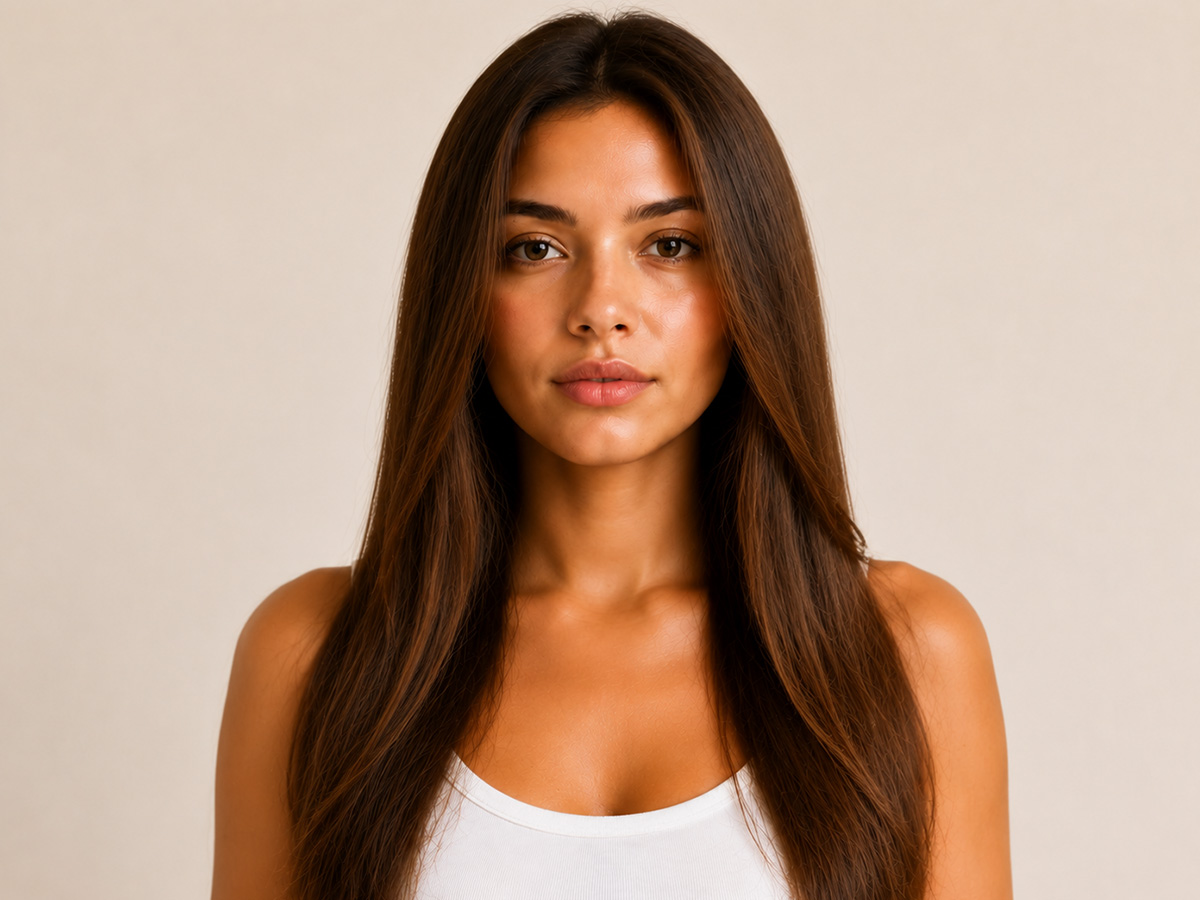 After smooth controlled hairstyle