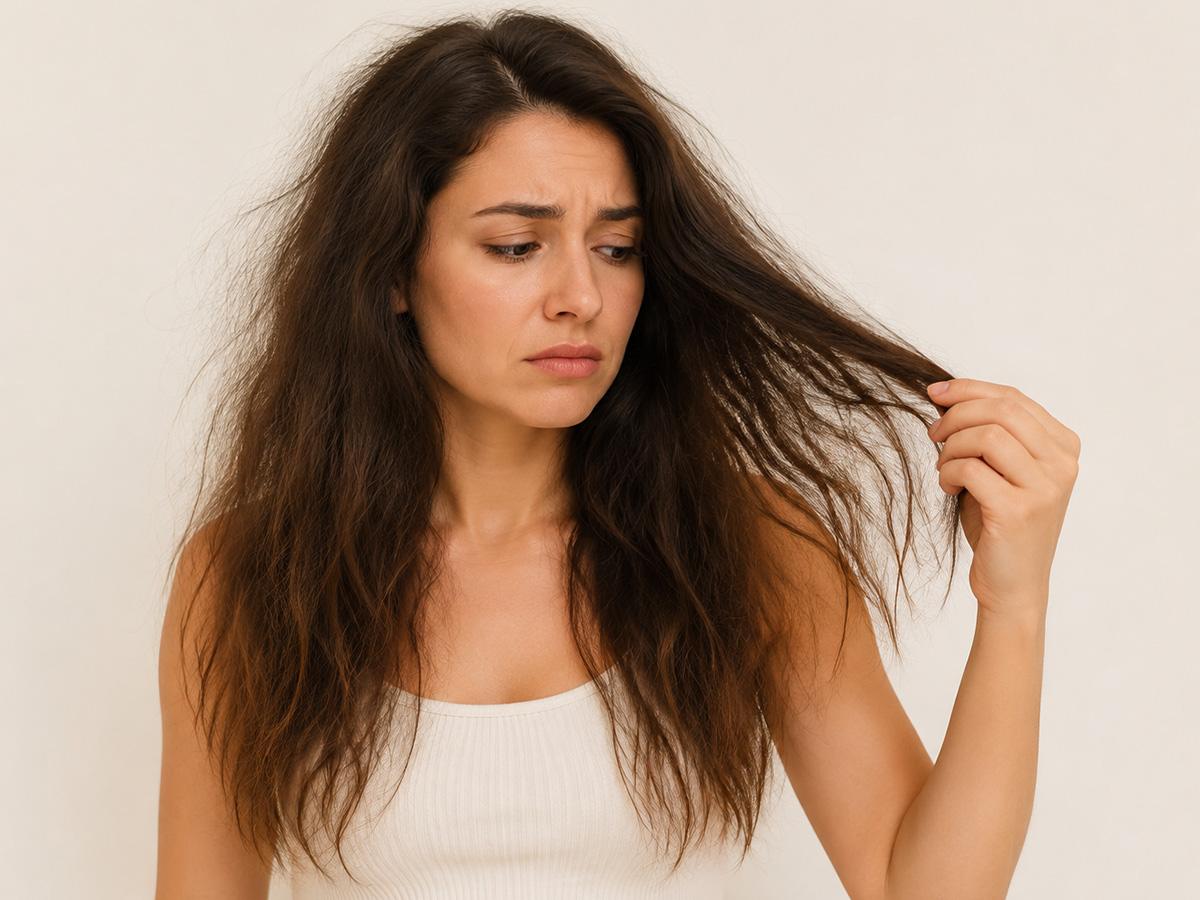Before dry dehydrated hair