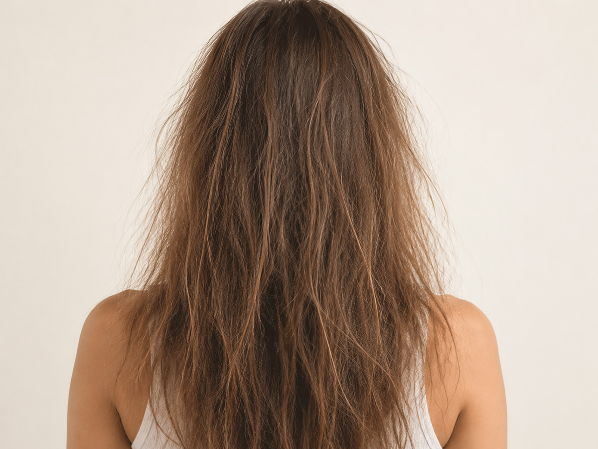 Before dry dehydrated hair