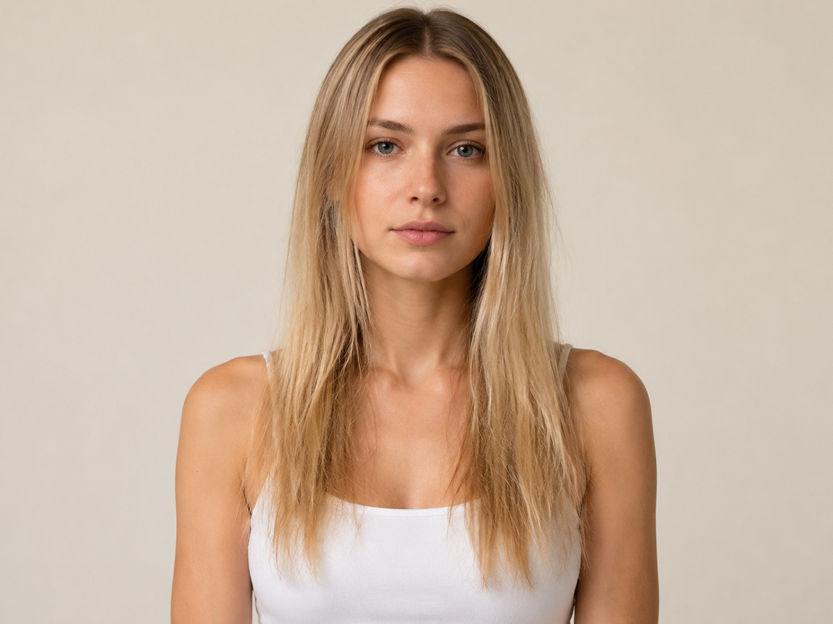 Before flat fine hair