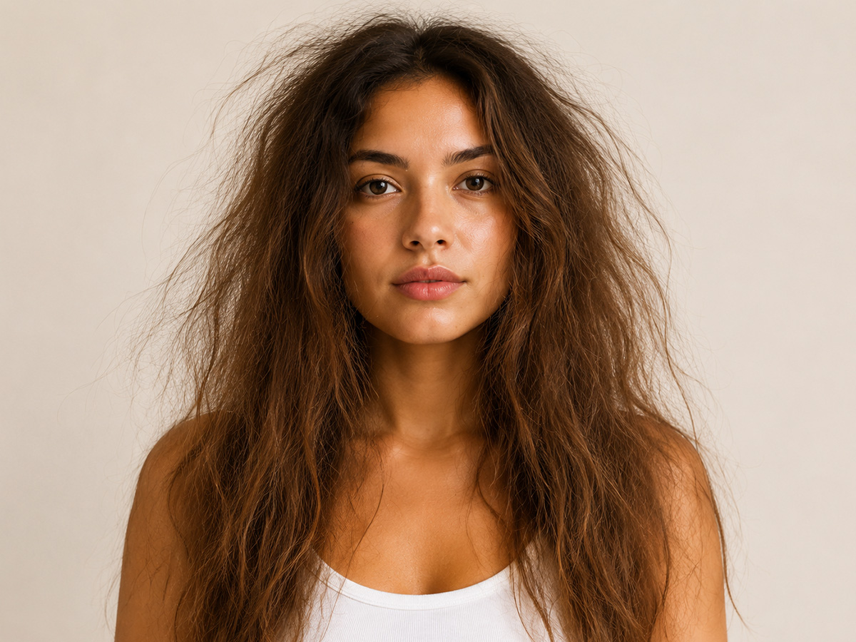 Before frizzy uncontrolled hair